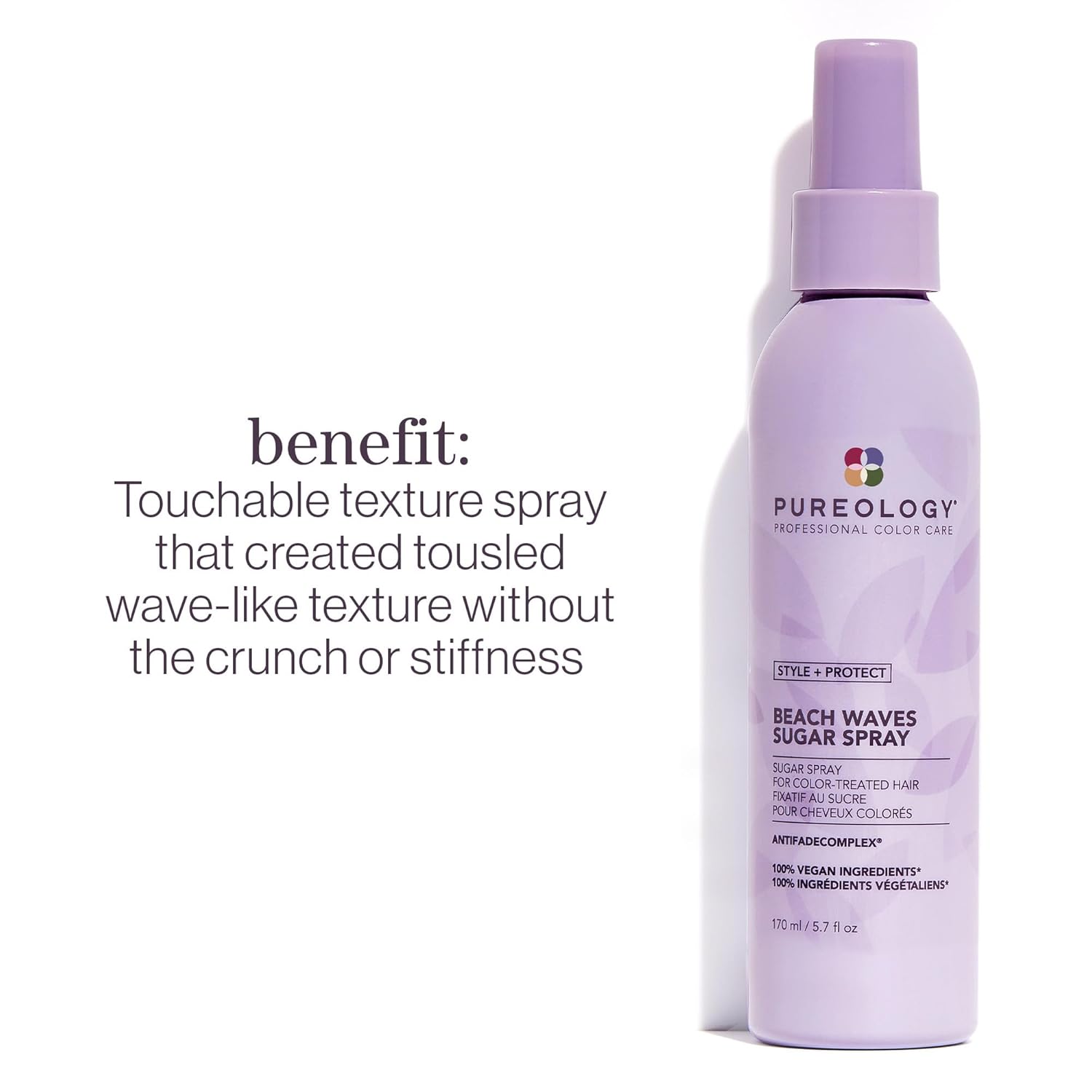 Pureology Style + Protect Beach Waves Sugar Spray, For Colour-Treated Hair, Adds Texture to Create Waves, Silfate-free, Paraben-Free, Vegan, 170 ml
