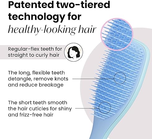 Tangle Teezer Ultimate Detangler Brush for Wet & Dry Hair, Eliminates Knots & Reduces Breakage for All Hair Types, Denim Blues