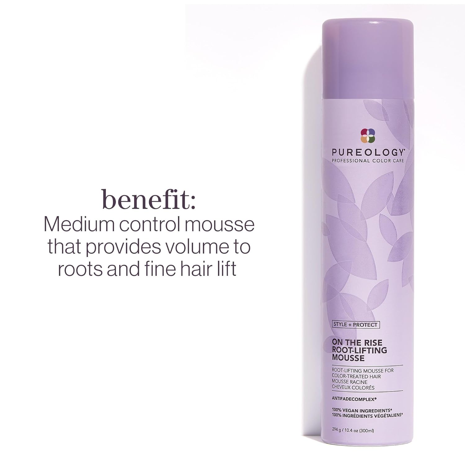 Pureology Style + Protect On The Rise Root-Lifting Mousse, For Colour-Treated Hair, Provides body, root lift, and lasting shine, Vegan,Sulfate-Free, Paraben-Free, 294 g