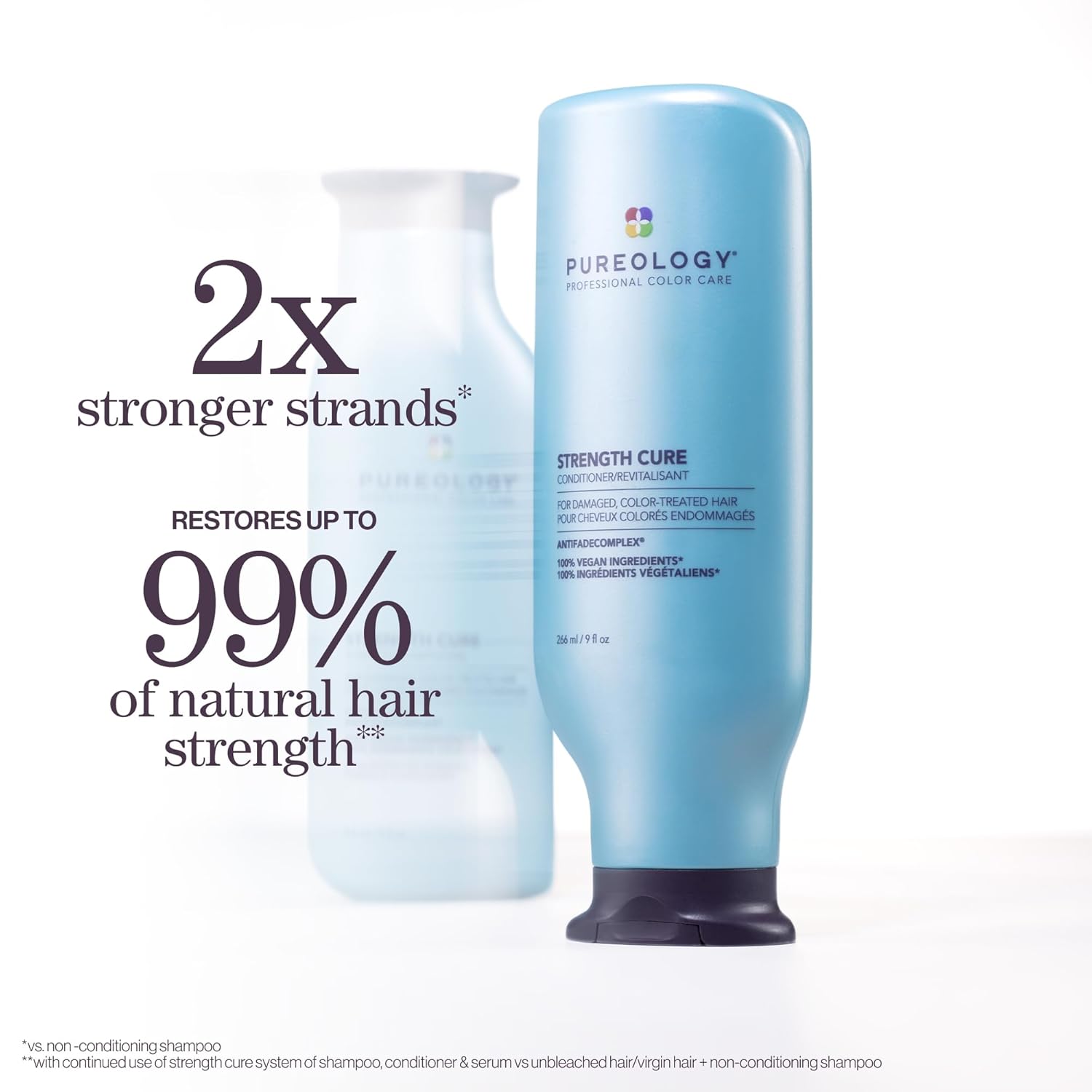 Pureology Strength Cure Conditioner, For Damaged & Color-Treated Hair, Renew Strength & Softness, Vegan & Sulfate-Free Formula