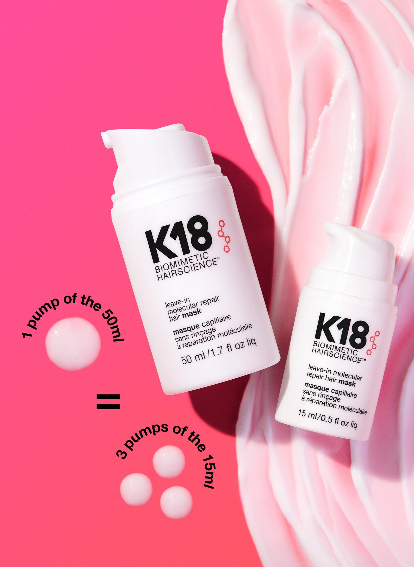 K18 Leave-In Molecular Hair Mask, Repairs Dry or Damaged Hair, Reverse Hair Damage from Bleach, Color, Chemical Services & Heat