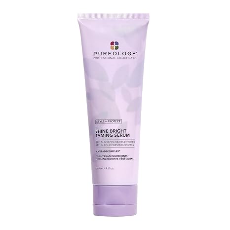 Pureology Hair Serum, Style + Protect Shine Bright, For Dry, Colour-Treated Hair, Tames Flyaways, Smoothes Frizz, Sulfate Free, 118 ML