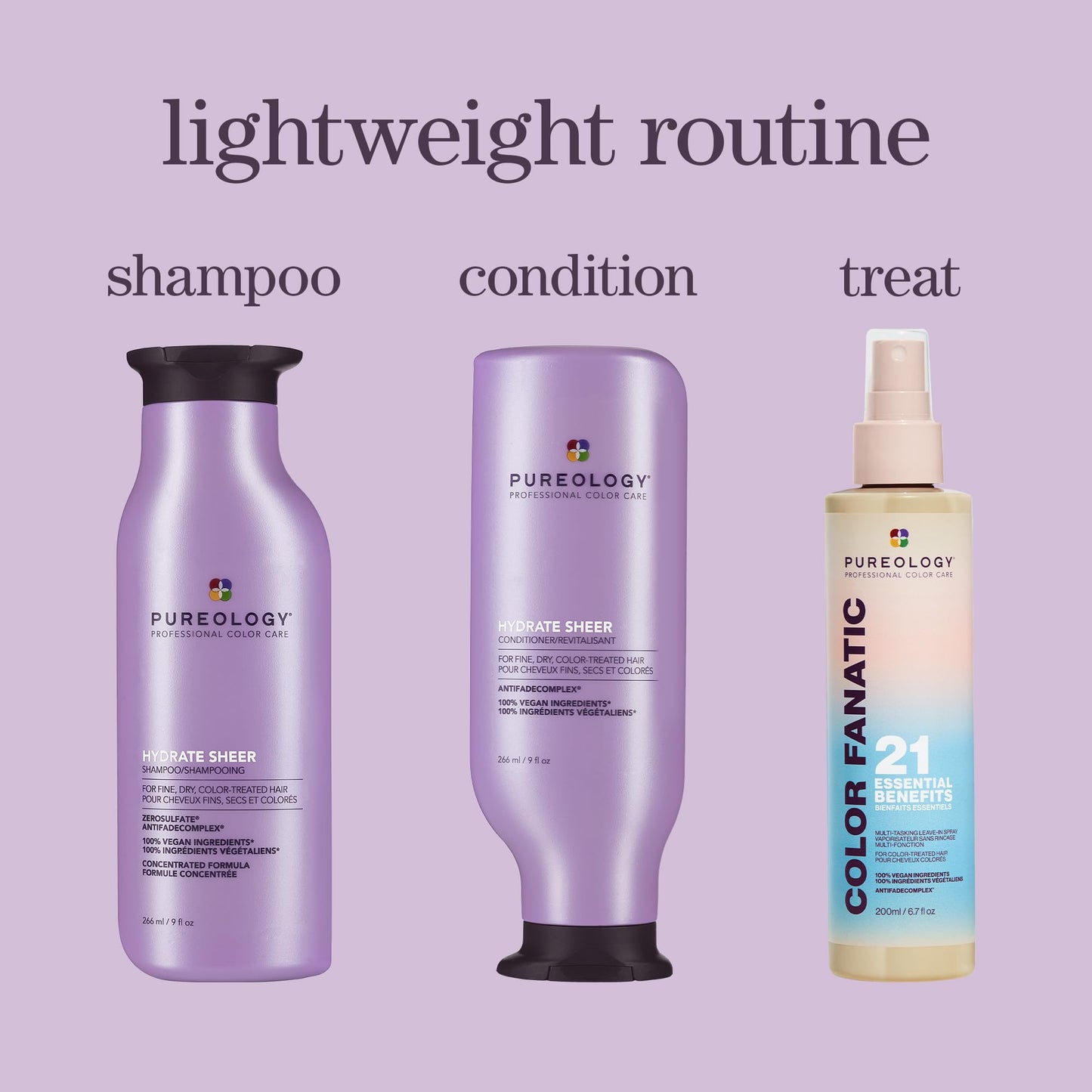 Pureology Hydrate Sheer Nourishing Shampoo, For Fine, Colored & Dry Hair, Infused with Wheat Protein, Vitamin E & Eucalyptus Leaf Extract, Vegan & Sulfate-Free Formula