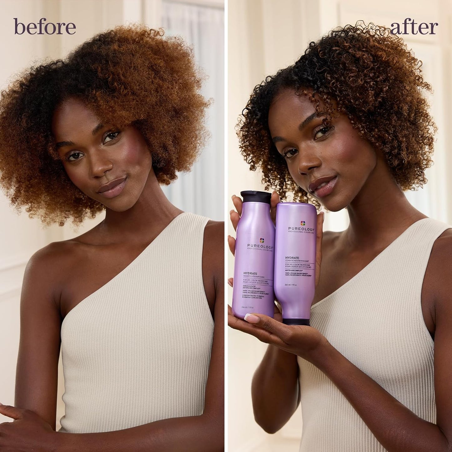 Pureology Hydrate Moisturizing Shampoo, For Medium to Thick Color-Treated Hair, Adds Shine & Softness, With Green Tea Extract, Vegan & Sulfate-Free Formula