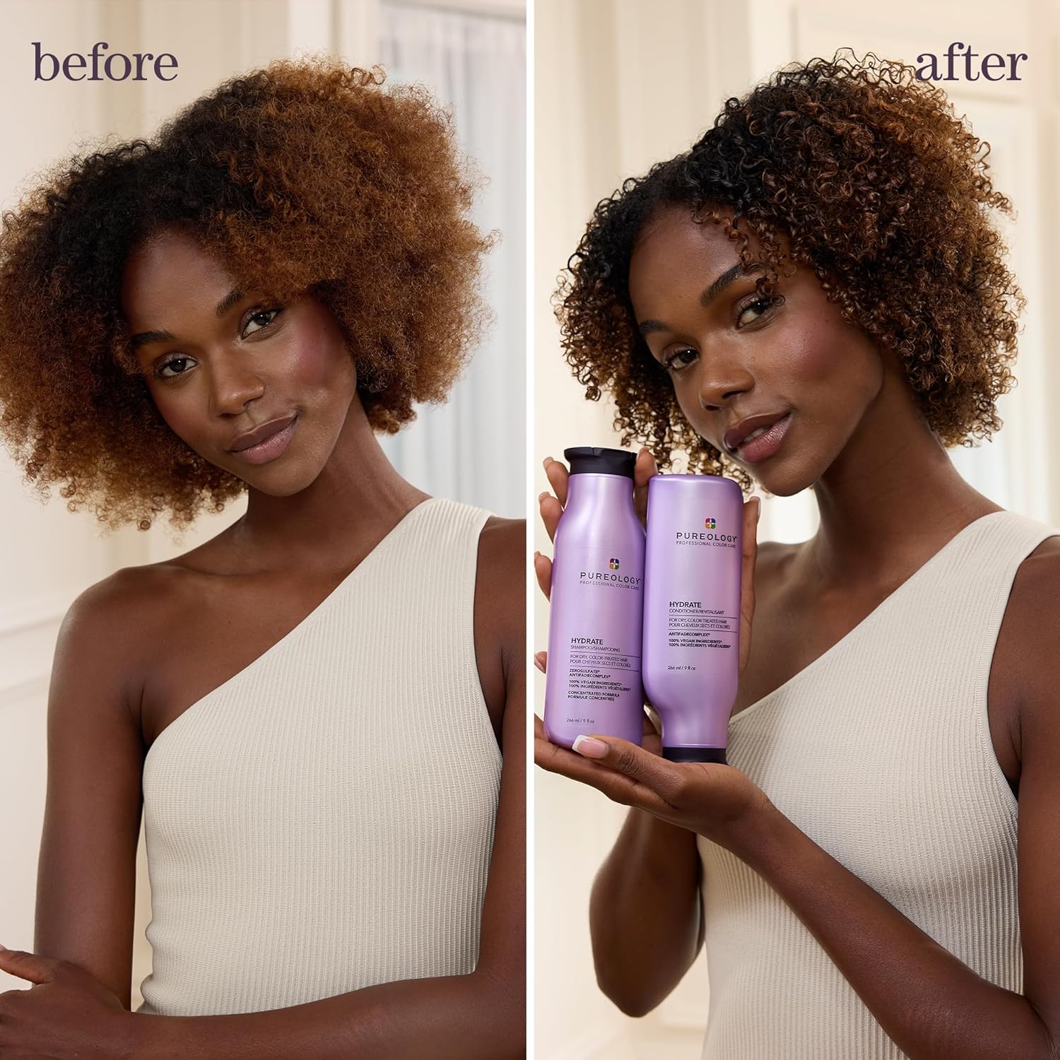 Pureology Hydrate Moisturizing Shampoo, For Medium to Thick Color-Treated Hair, Adds Shine & Softness, With Green Tea Extract, Vegan & Sulfate-Free Formula